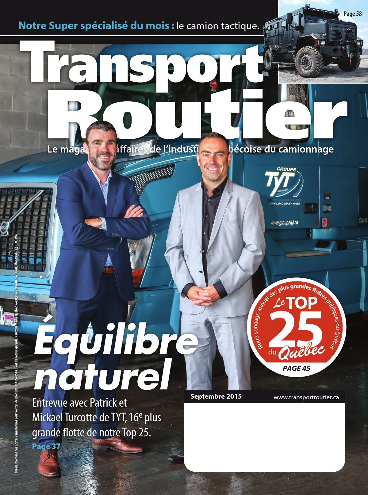 Transport routier – 1 septembre 2015