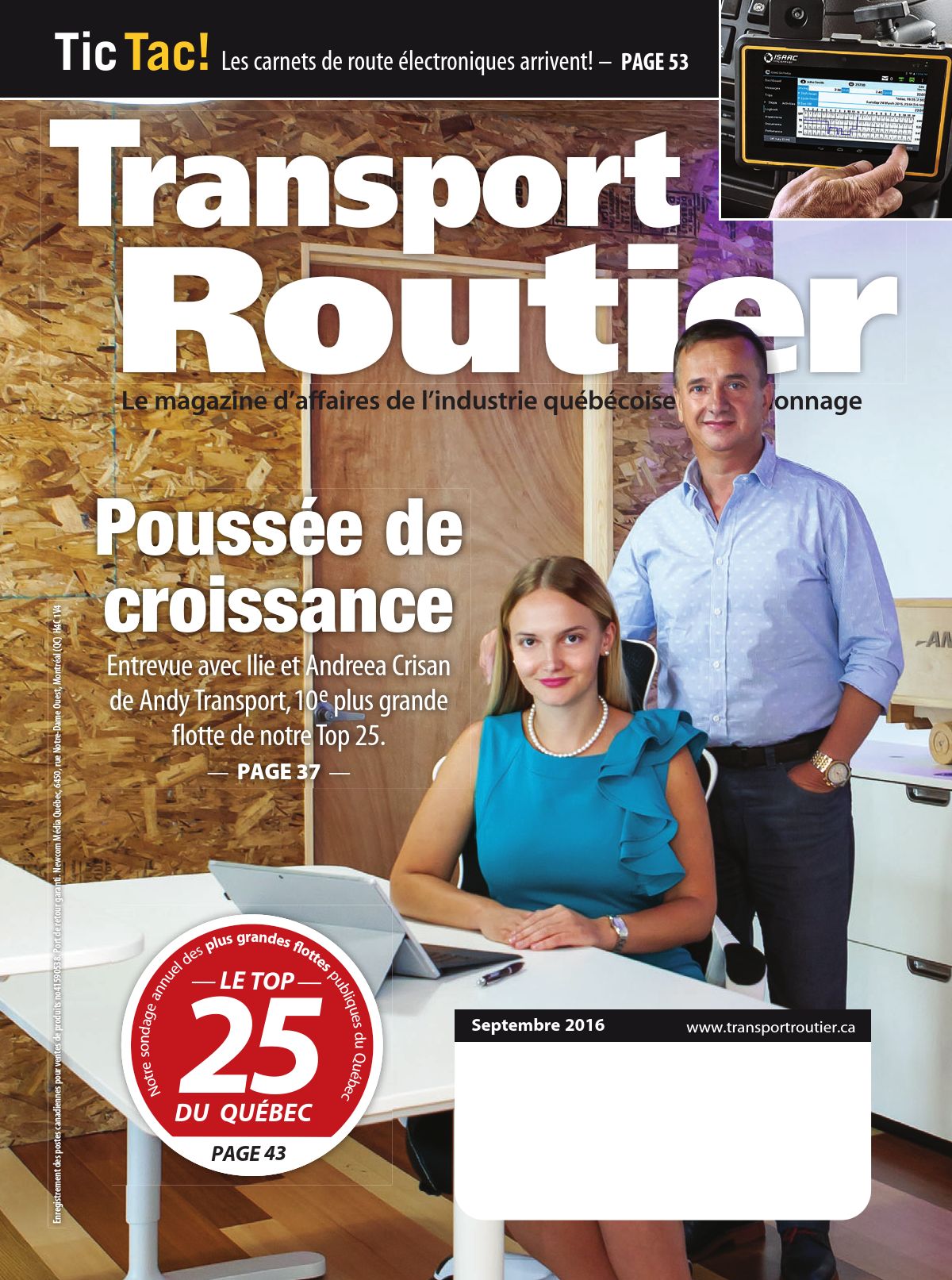 Transport routier – 1 septembre 2016